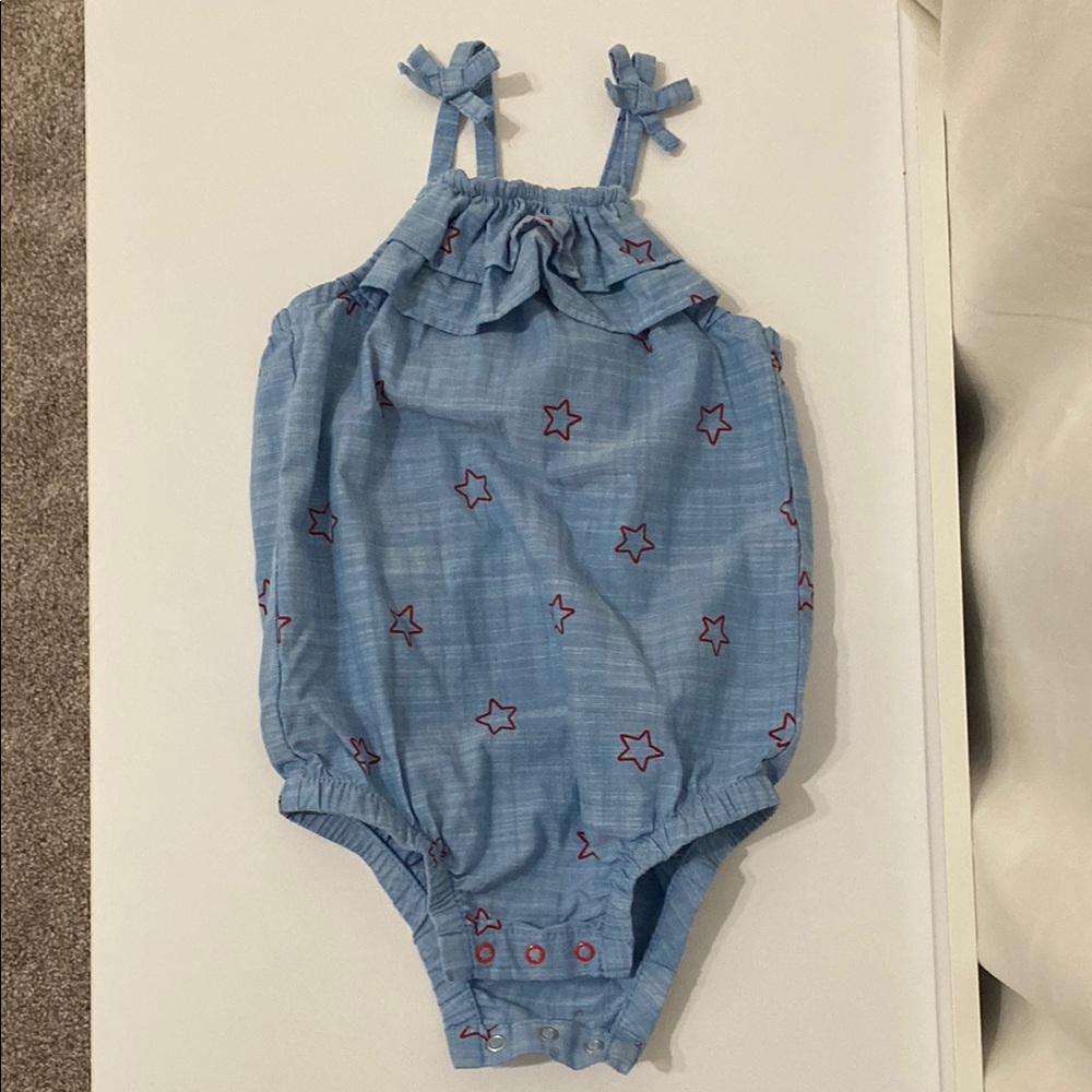 Blue Star Print Baby Romper
